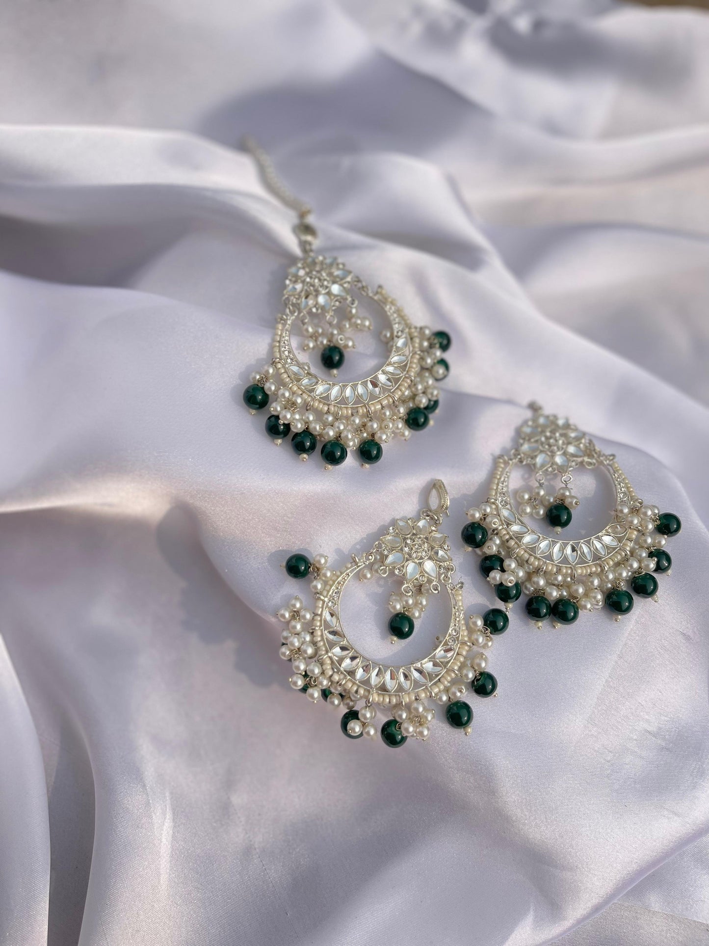 Nighat Set - Green and silver