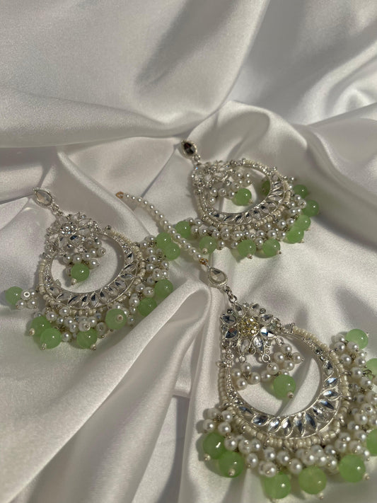 Nighat Set - Light Green and sliver