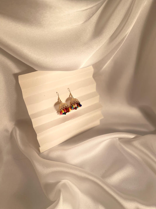 Tania gold Jhumki (multi beads)