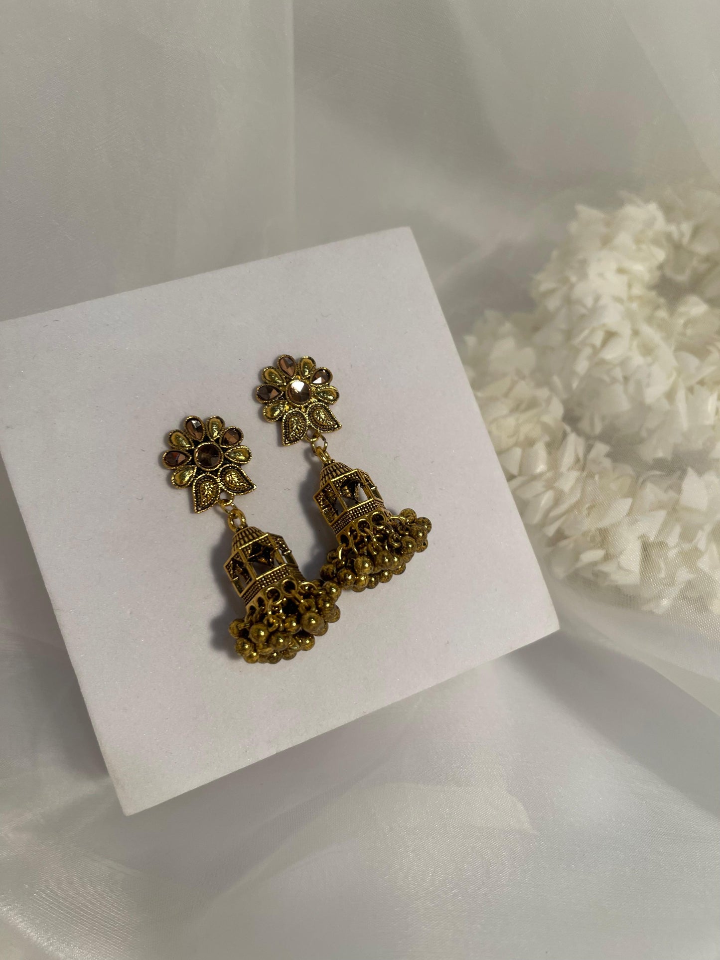 Floral Cage jhumki- Copper