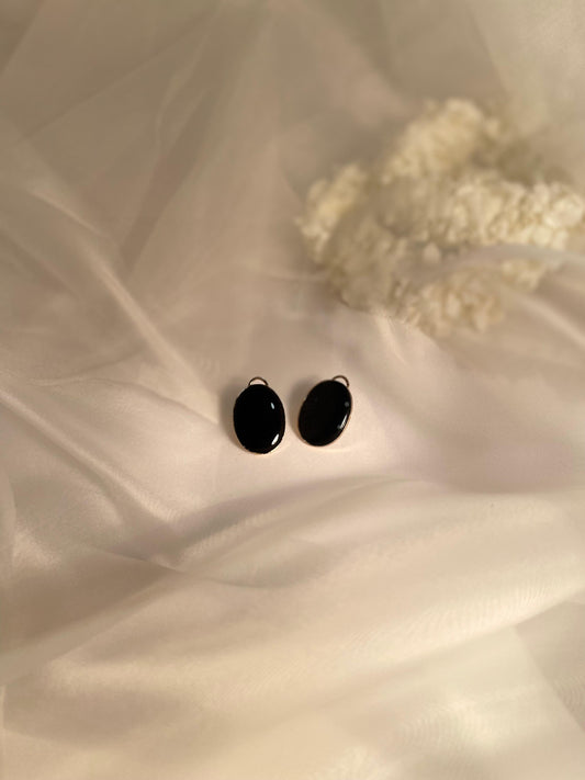 black oval earring