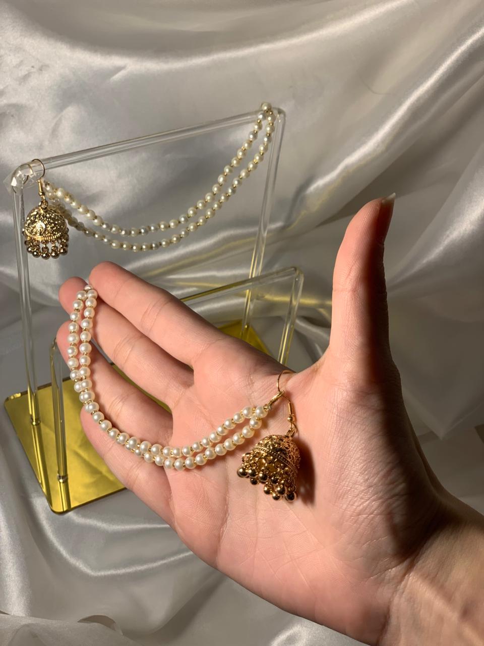 Tania Gold Jhumki with double Saharay