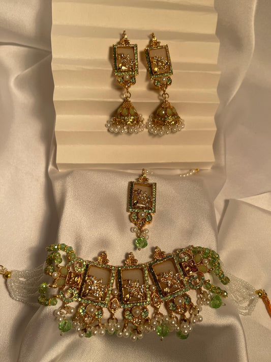 Teen Chakoor Choker Set (light green)