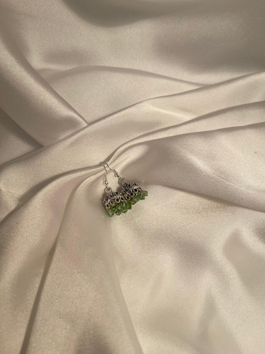 mini jhumki - light green and silver.