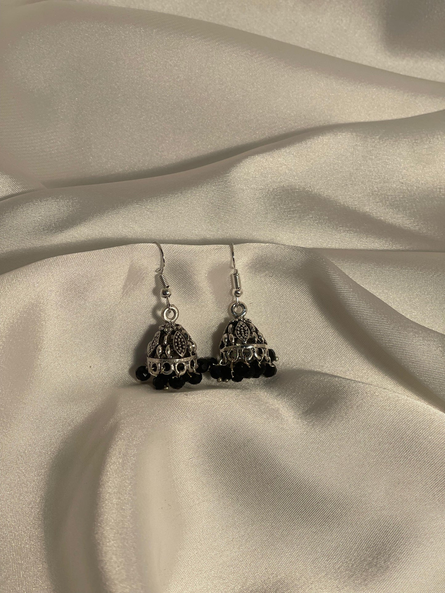 mini jhumki - black silver
