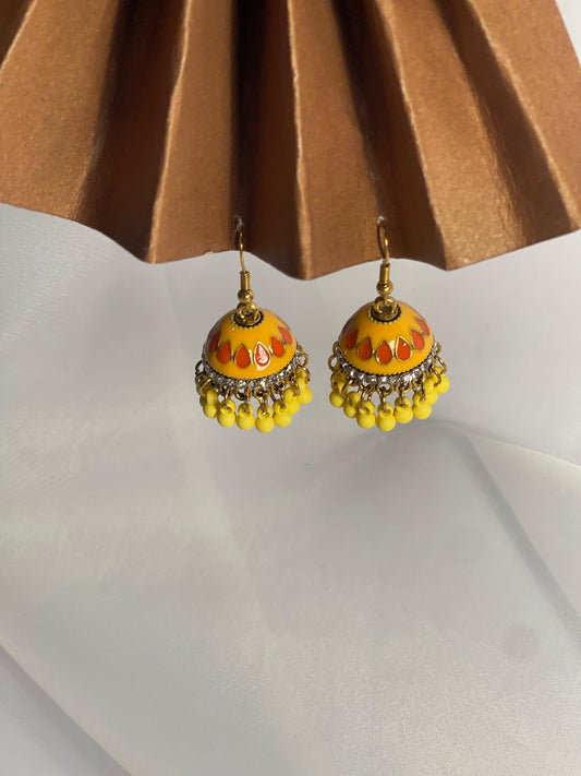Maya ali jhumki-Mustard- (Noor-Bano-Collection)