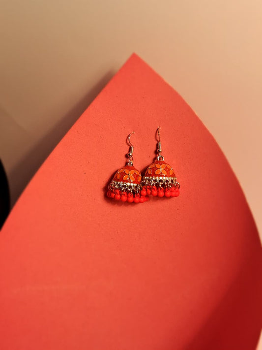 Char Pati Phool Jhumka-red(Noor-Bano-Collection)