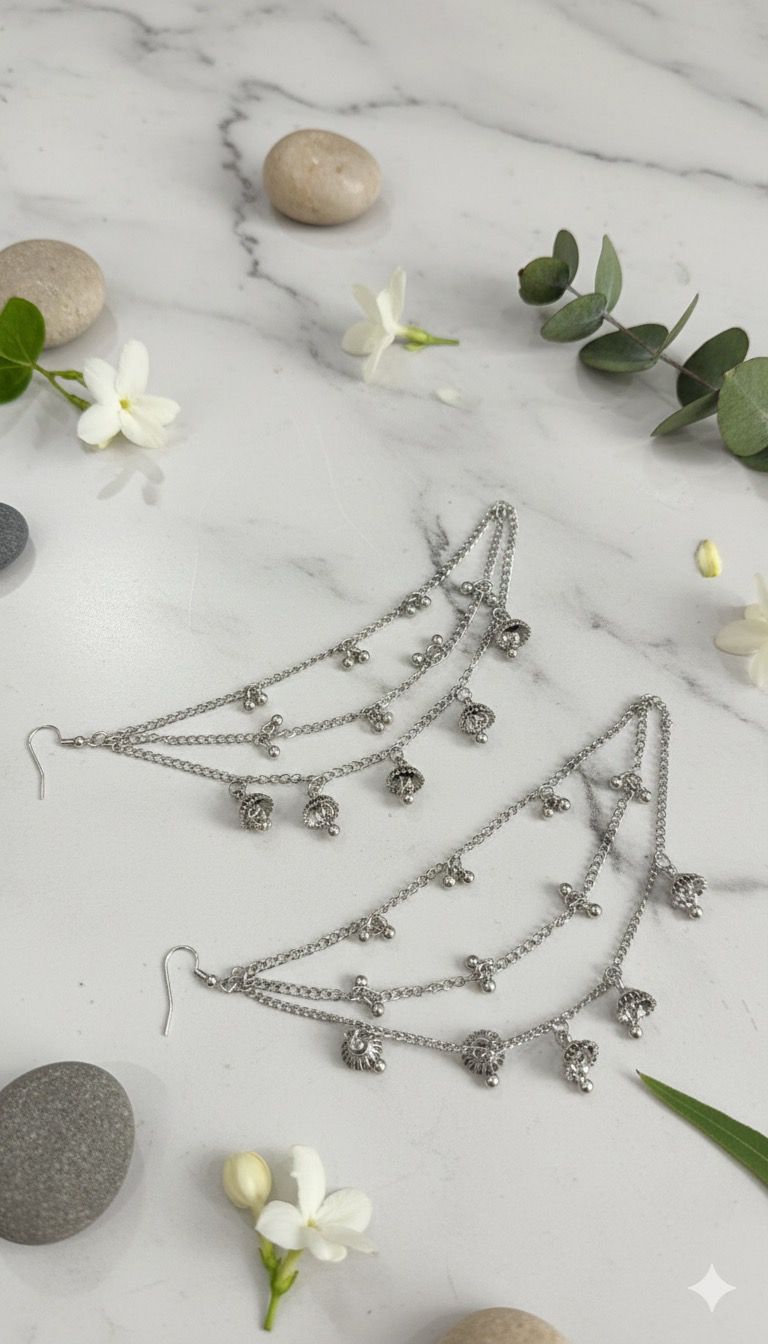 Jhumkay Waalay Saharay Earrings (Silver)