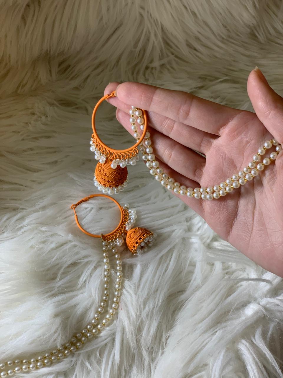 bano bali matt with double pearl saharay (orange)