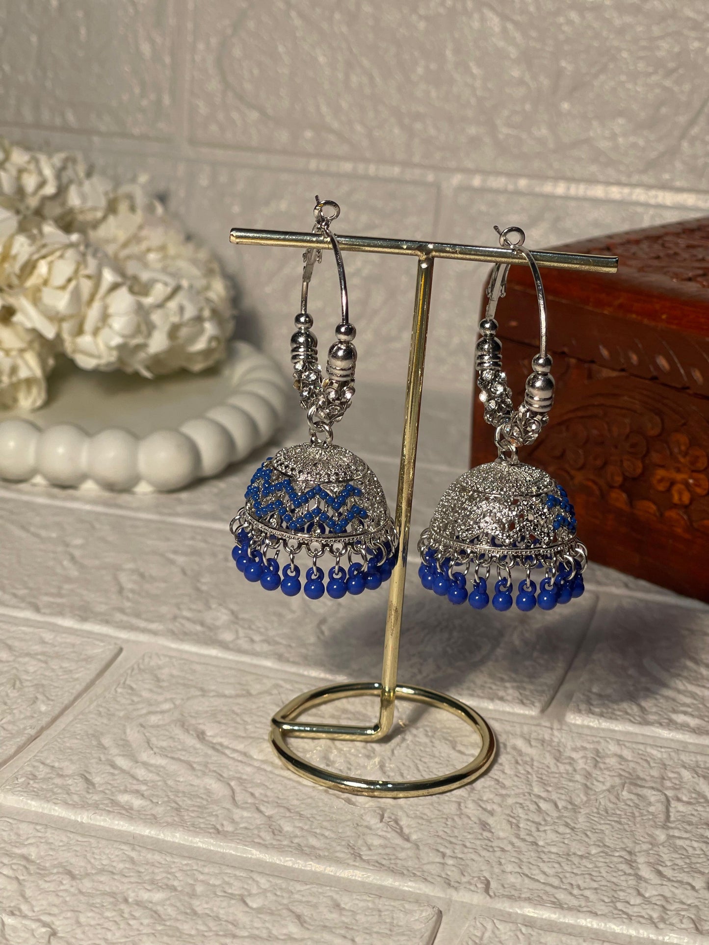 Bano bali-Silver and blue zigzag