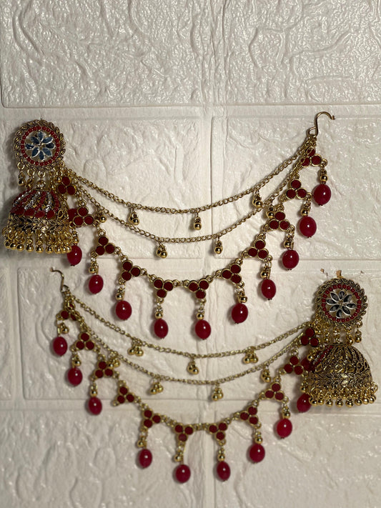 Gol Phool 3 lari saharay gold and maroon (baharbano collection)