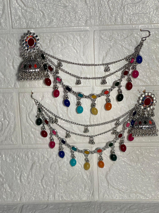 Gol Phool 3 lari saharay silver and multi (baharbano collection)