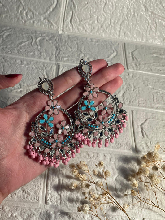 Phool Earring pink and blue (Mahbano)