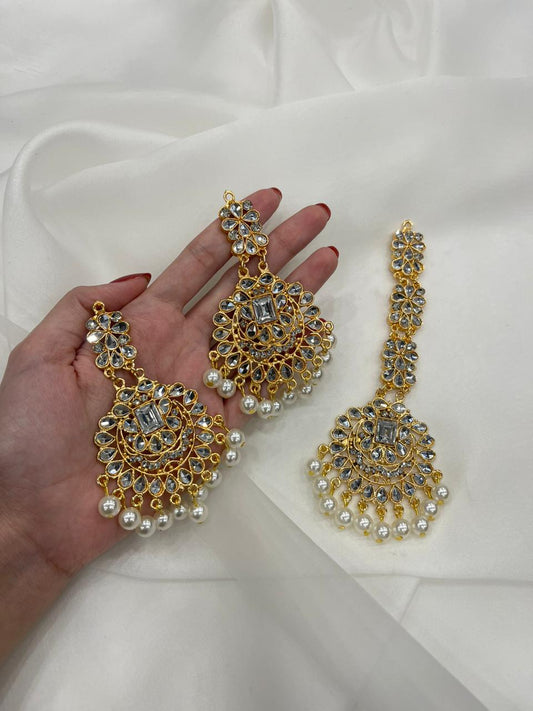 Kundan Set gold and white-(Sheharbano)