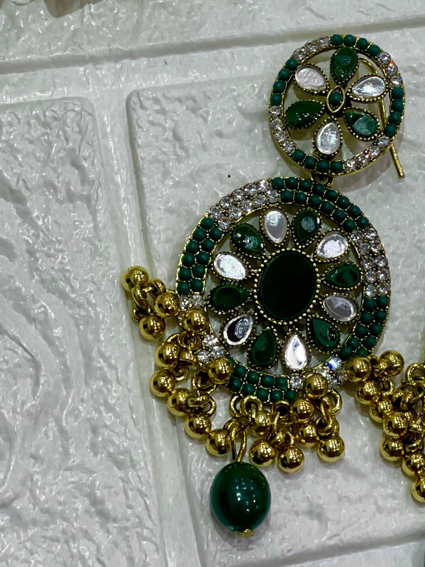 Fatima earring green and gold(Sheharbano)