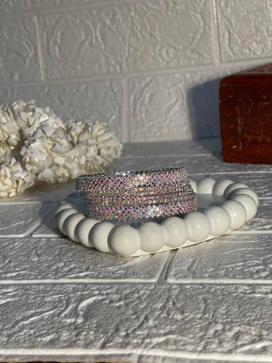 Chamkeela bangle set-silver(Mahnoorbano)