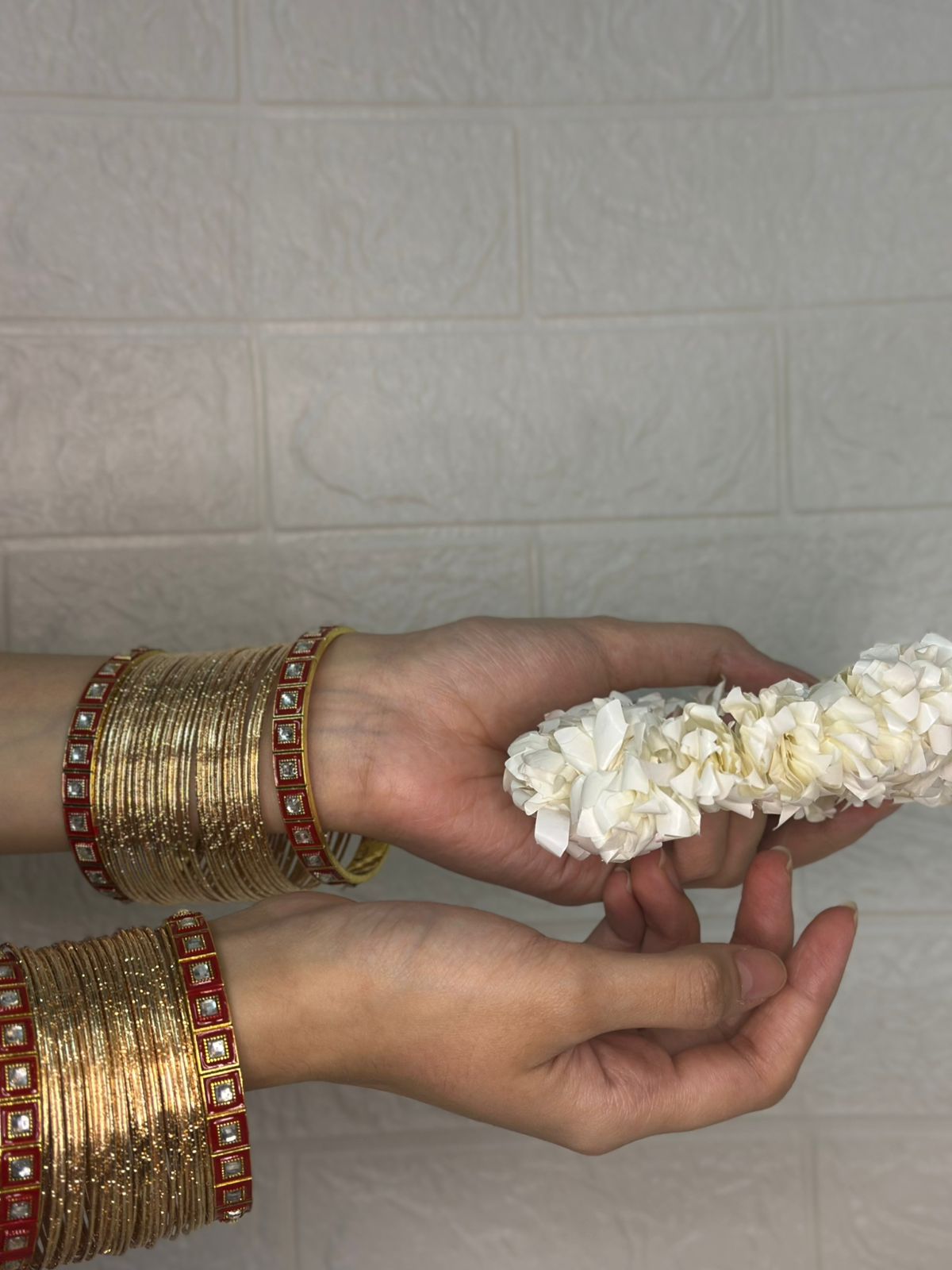 Ruby glow bangle set- both hands