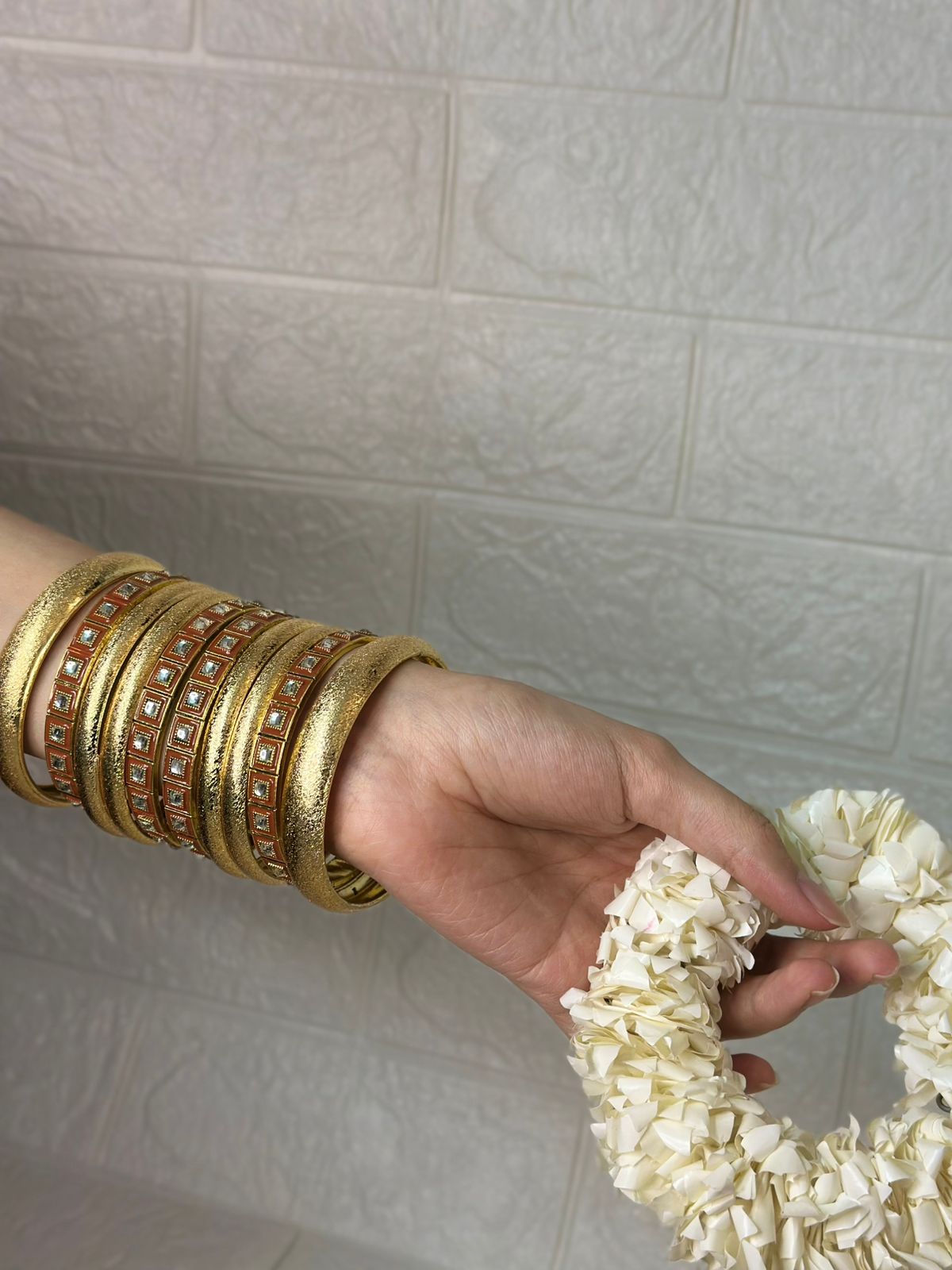 gold and brown bangle set