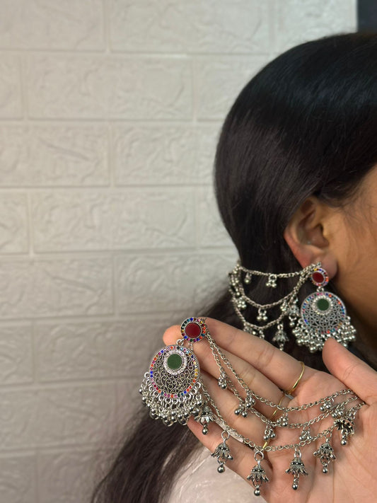 Gol jali Ghungroo earrings with saharay