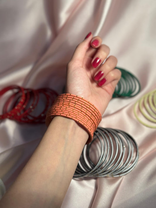 Basant bangles- 12 bangles light orange