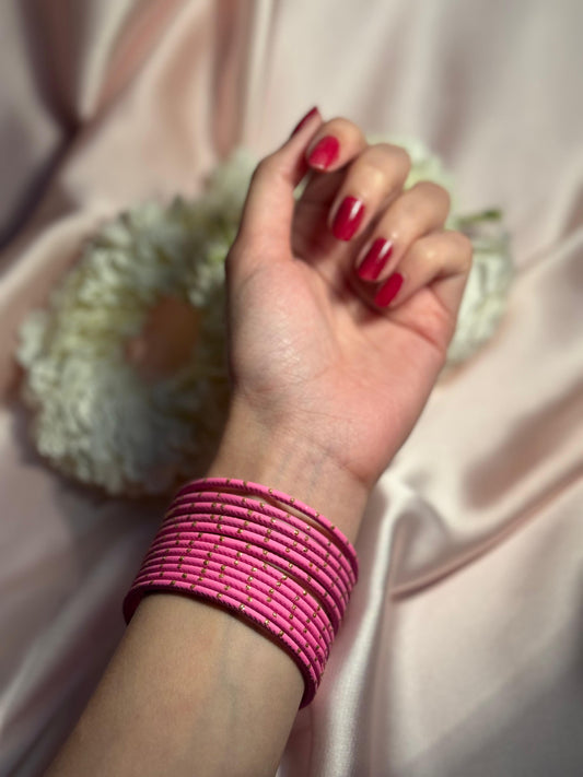 Basant bangles- 12 bangles pink