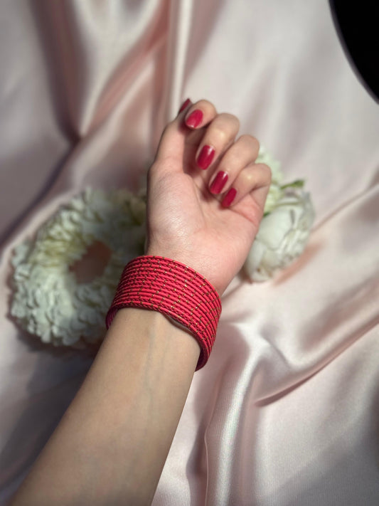Basant bangles- 12 bangles shocking pink