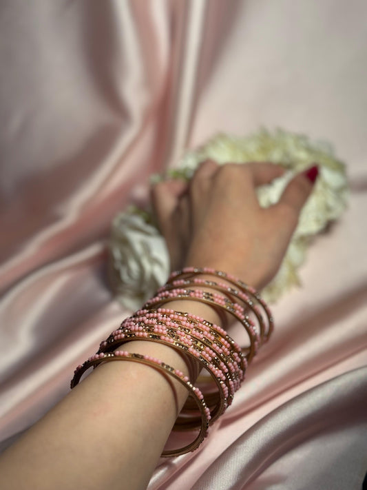 Neha Bangles (tea pink and Gold)