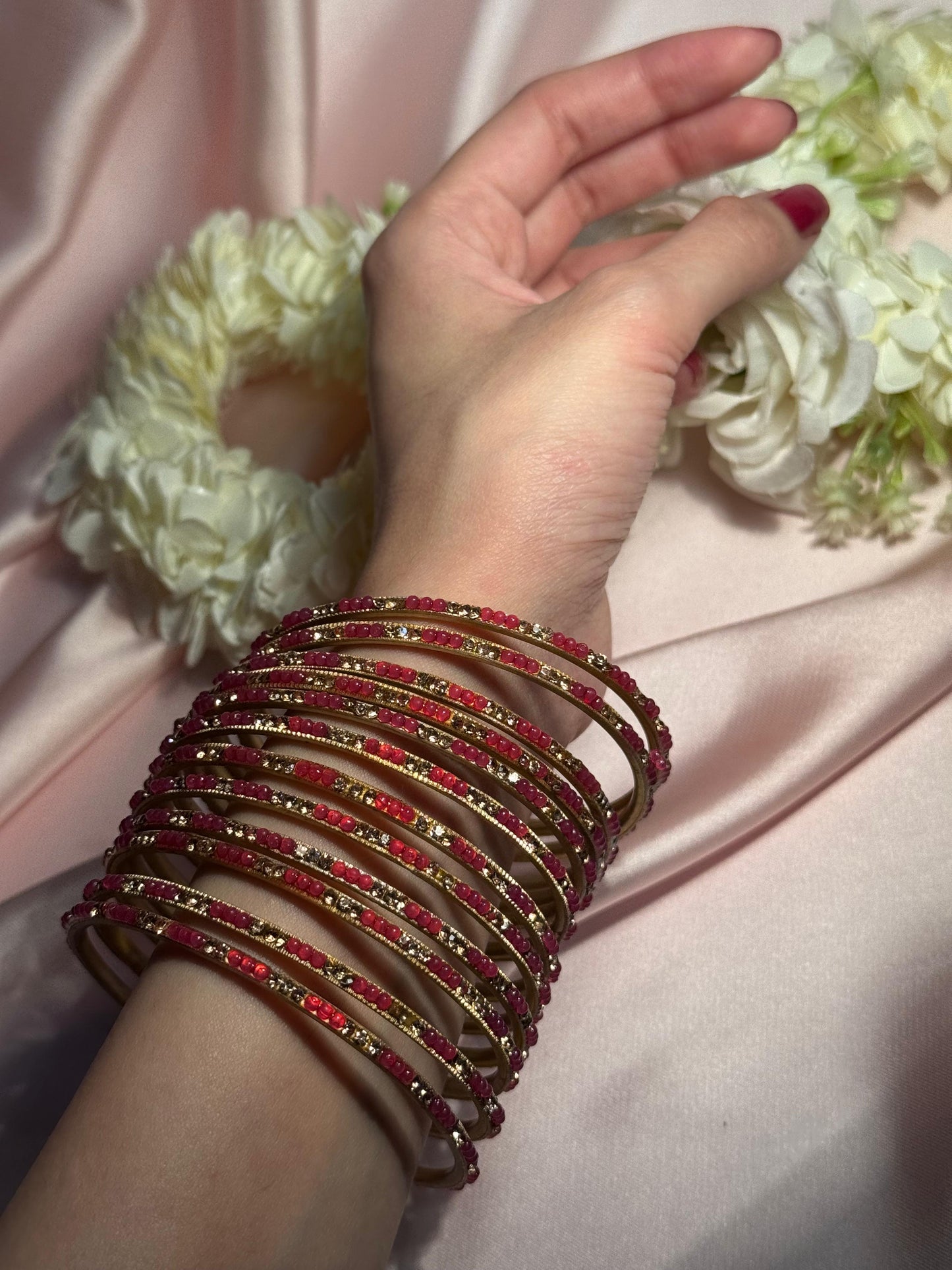 Neha Bangles (gold and hot pink)