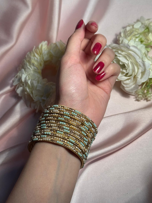 Neha Bangles (turquoise gold)