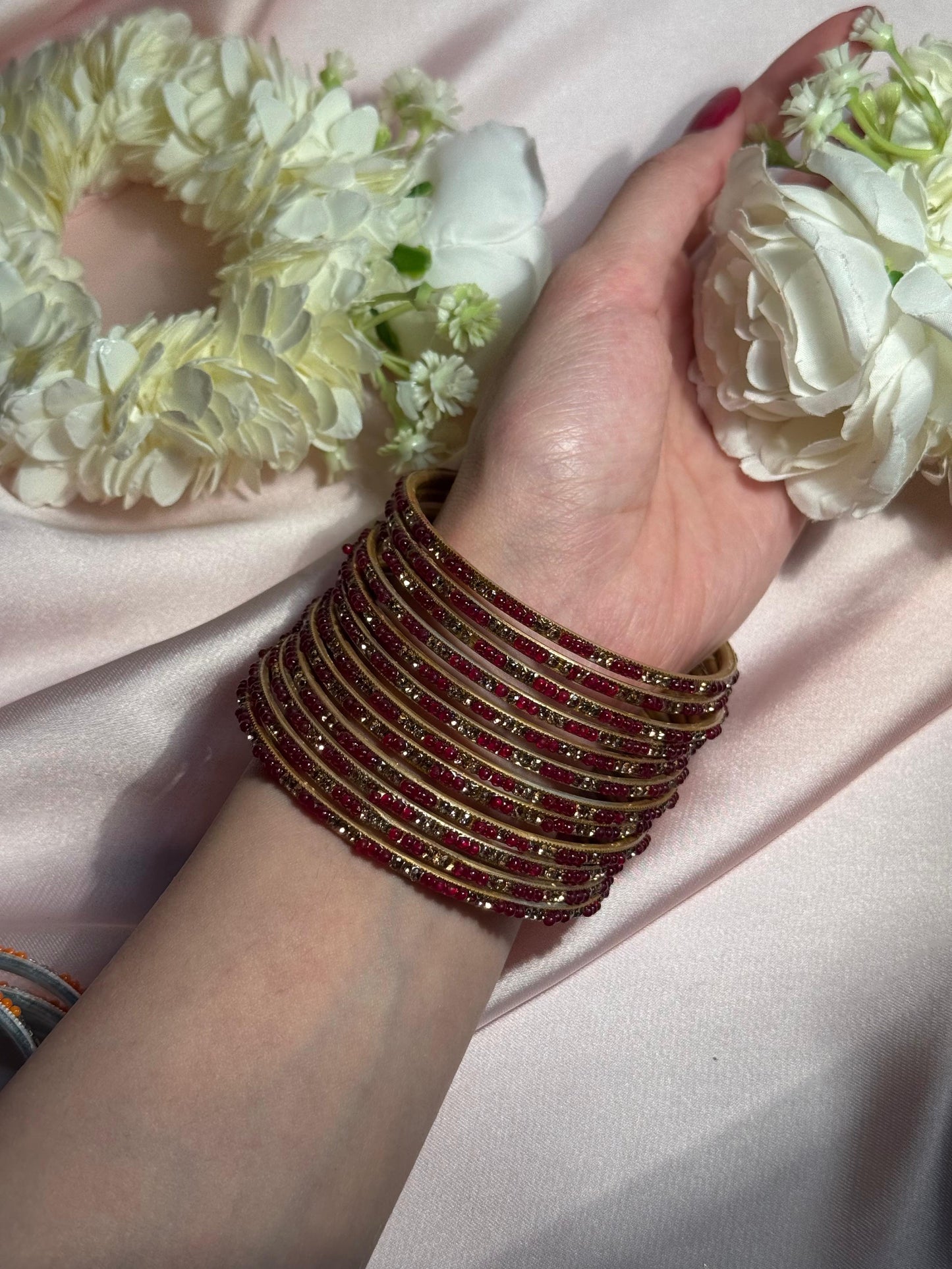 Neha Bangles (gold and coral)