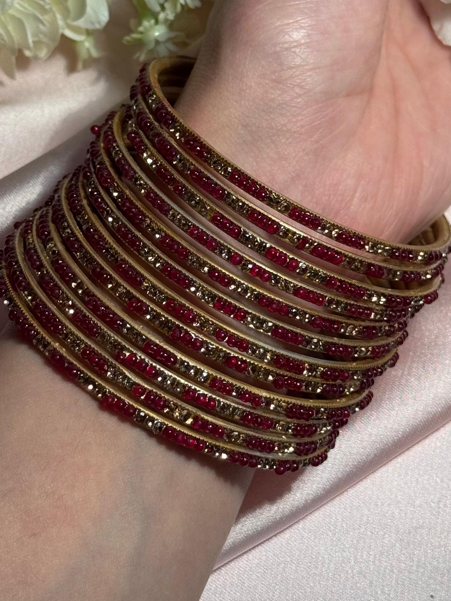 Neha Bangles (gold and coral)