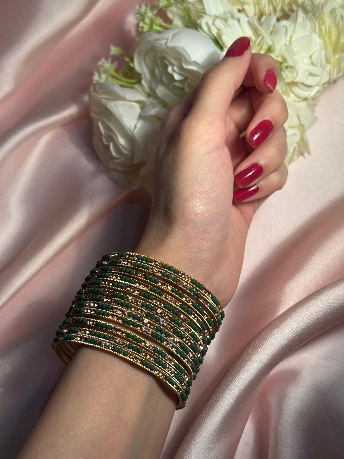 Neha Bangles (gold and green)