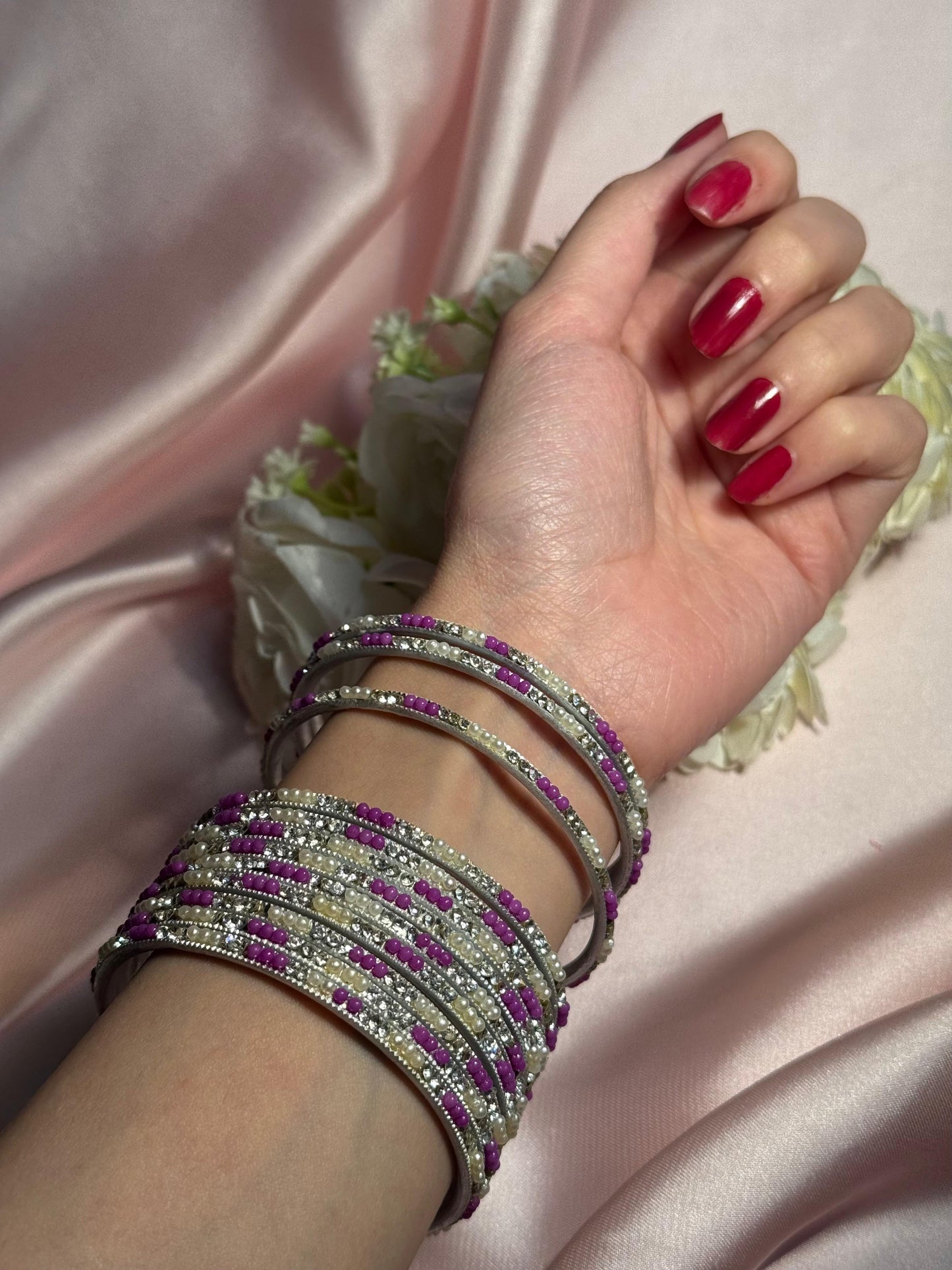 Neha Bangles (purple and silver)