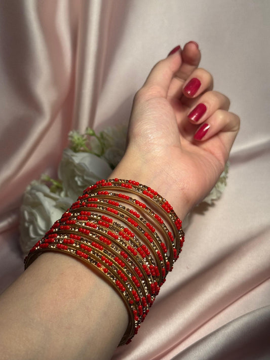 Neha Bangles (red and gold)