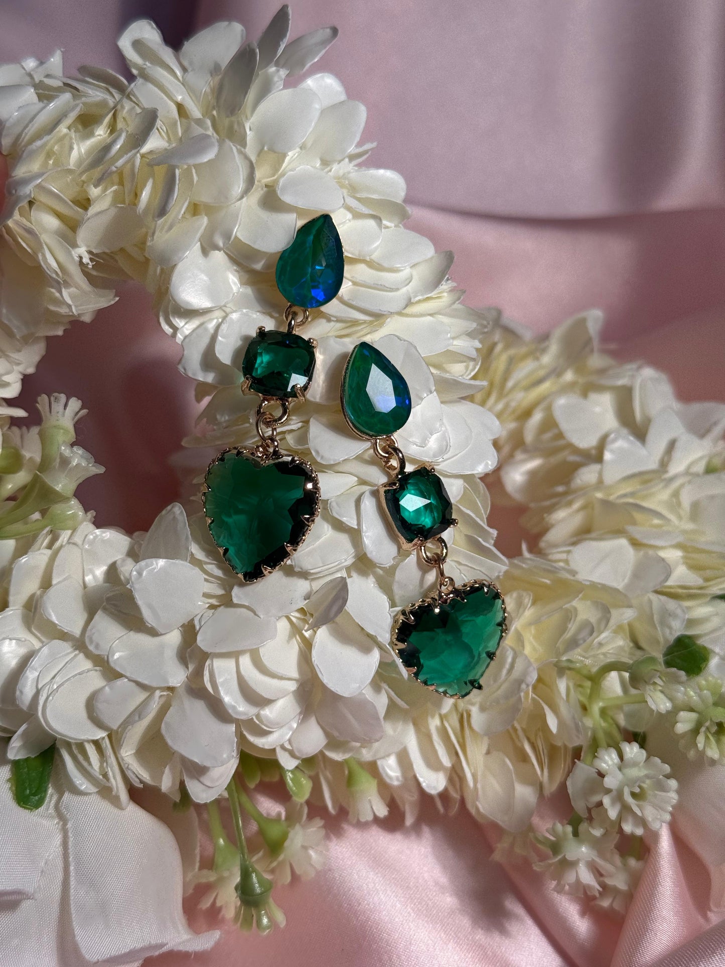 Enamel Hearts Earrings-green