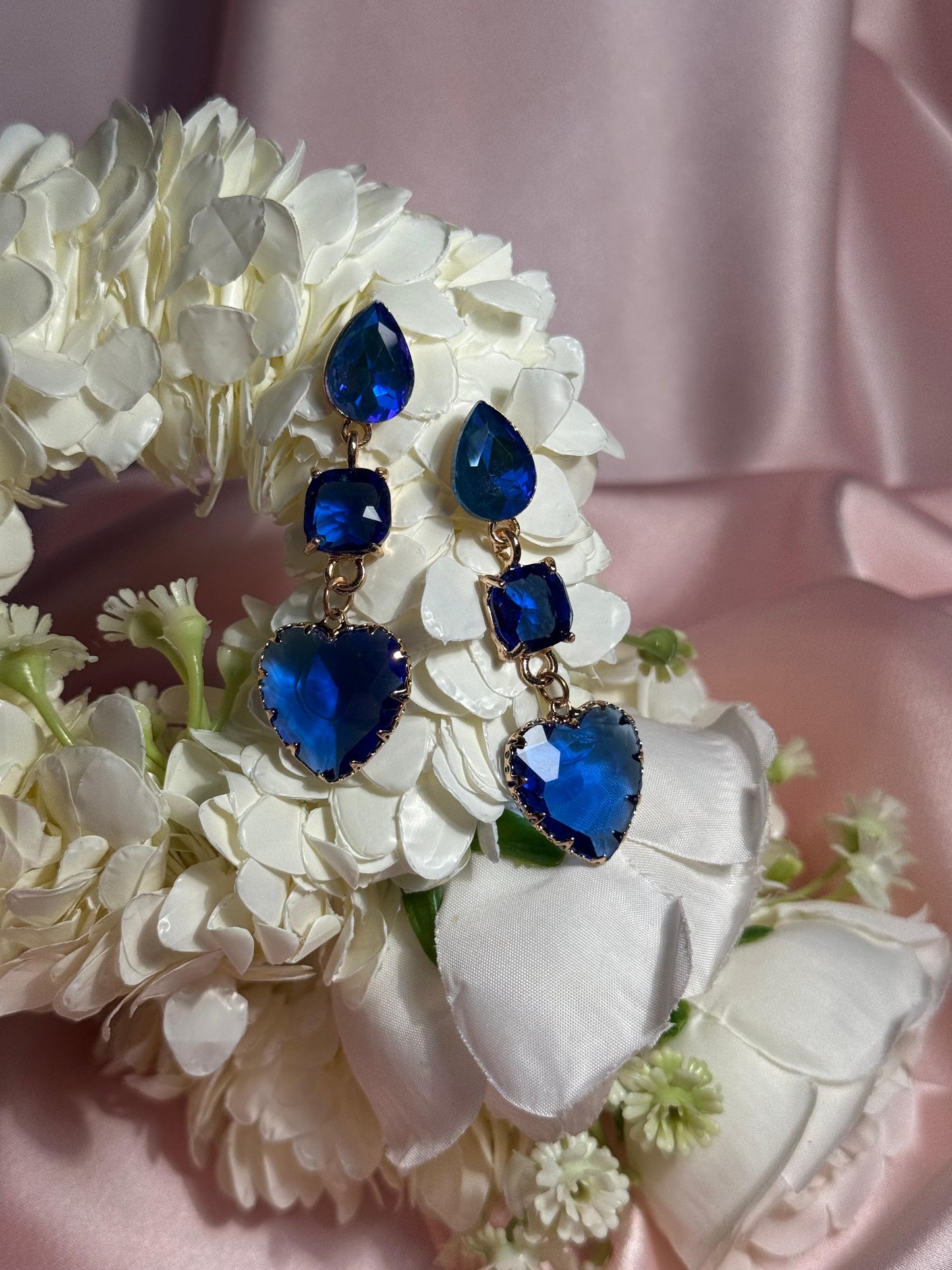 Enamel Hearts Earrings-blue