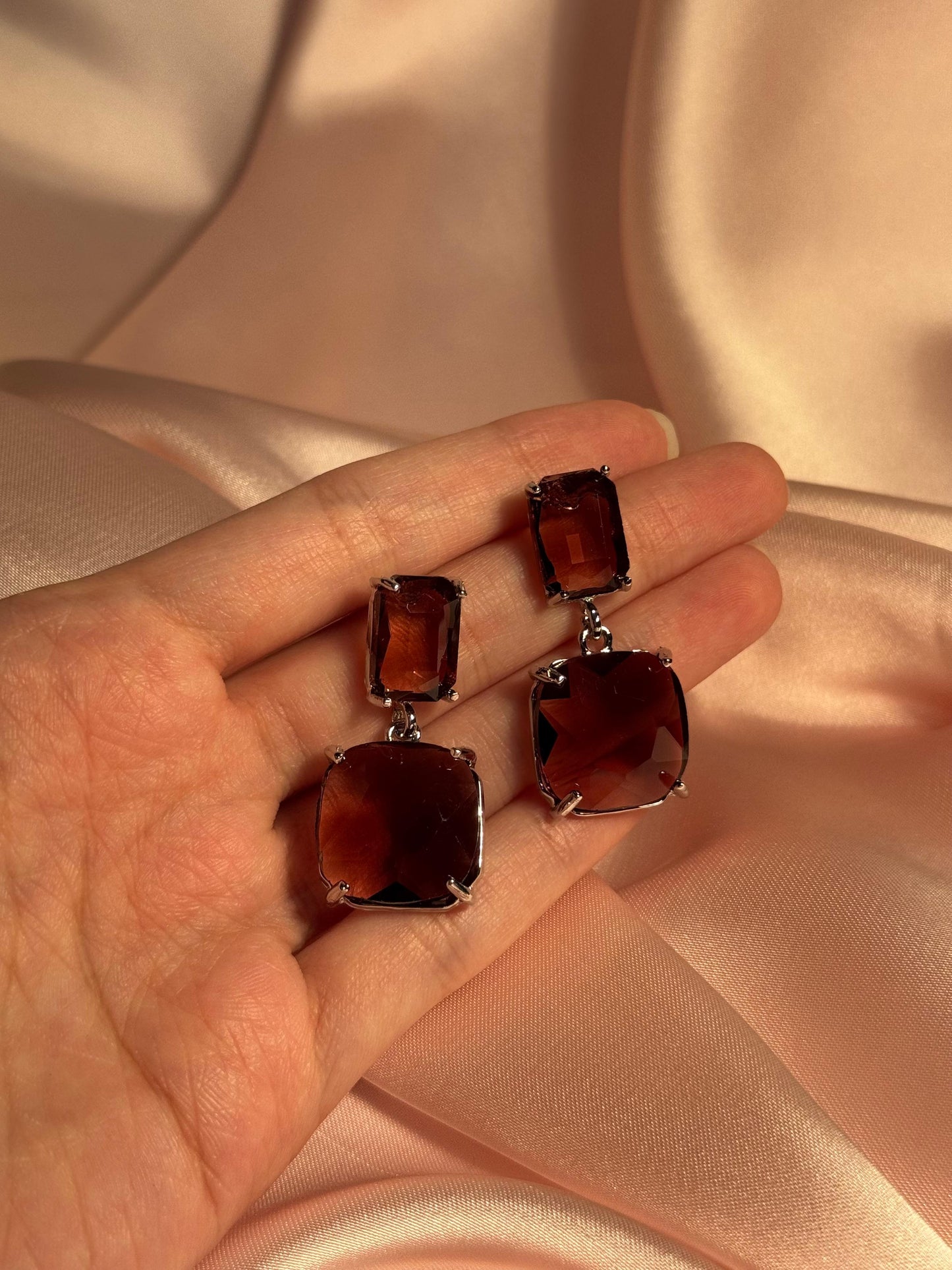 Enamel Earrings - brown