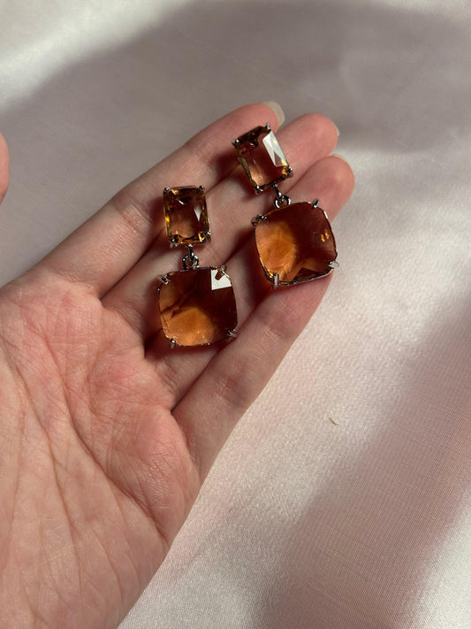 Enamel Earrings - brown