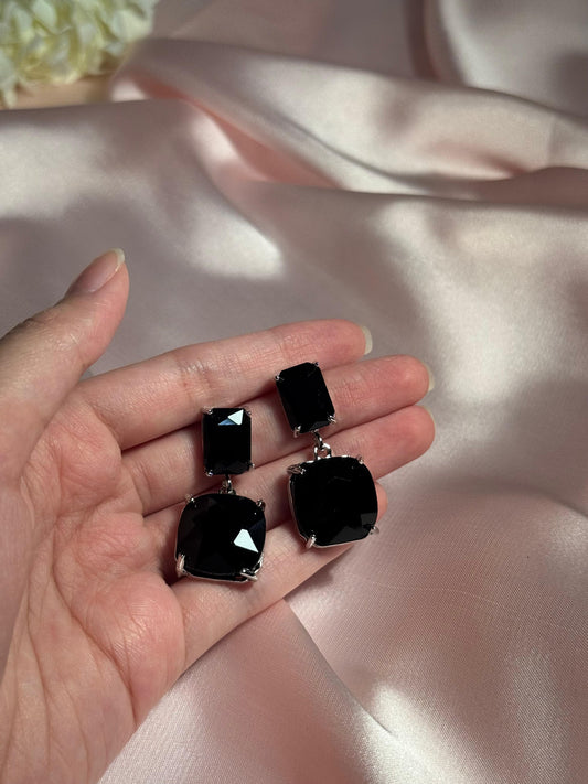 Enamel Earrings - black silver