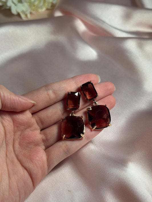 Enamel Earrings - brown gold