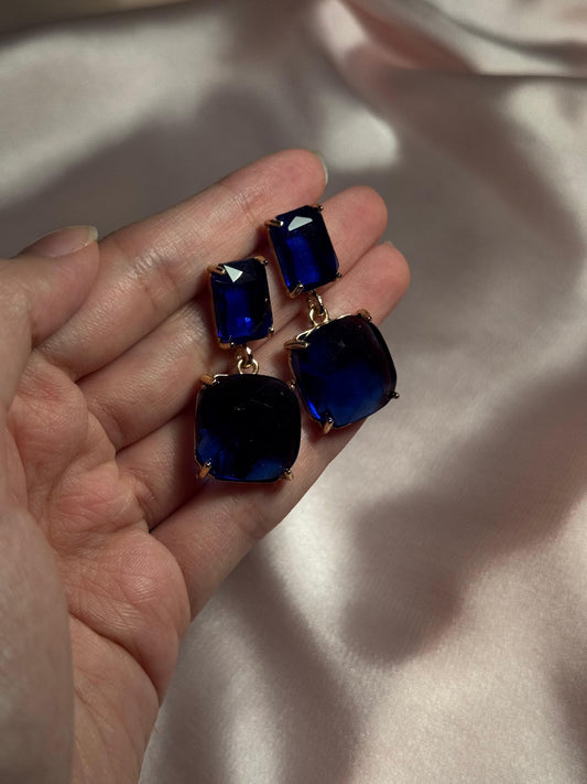 Enamel Earrings - blue gold