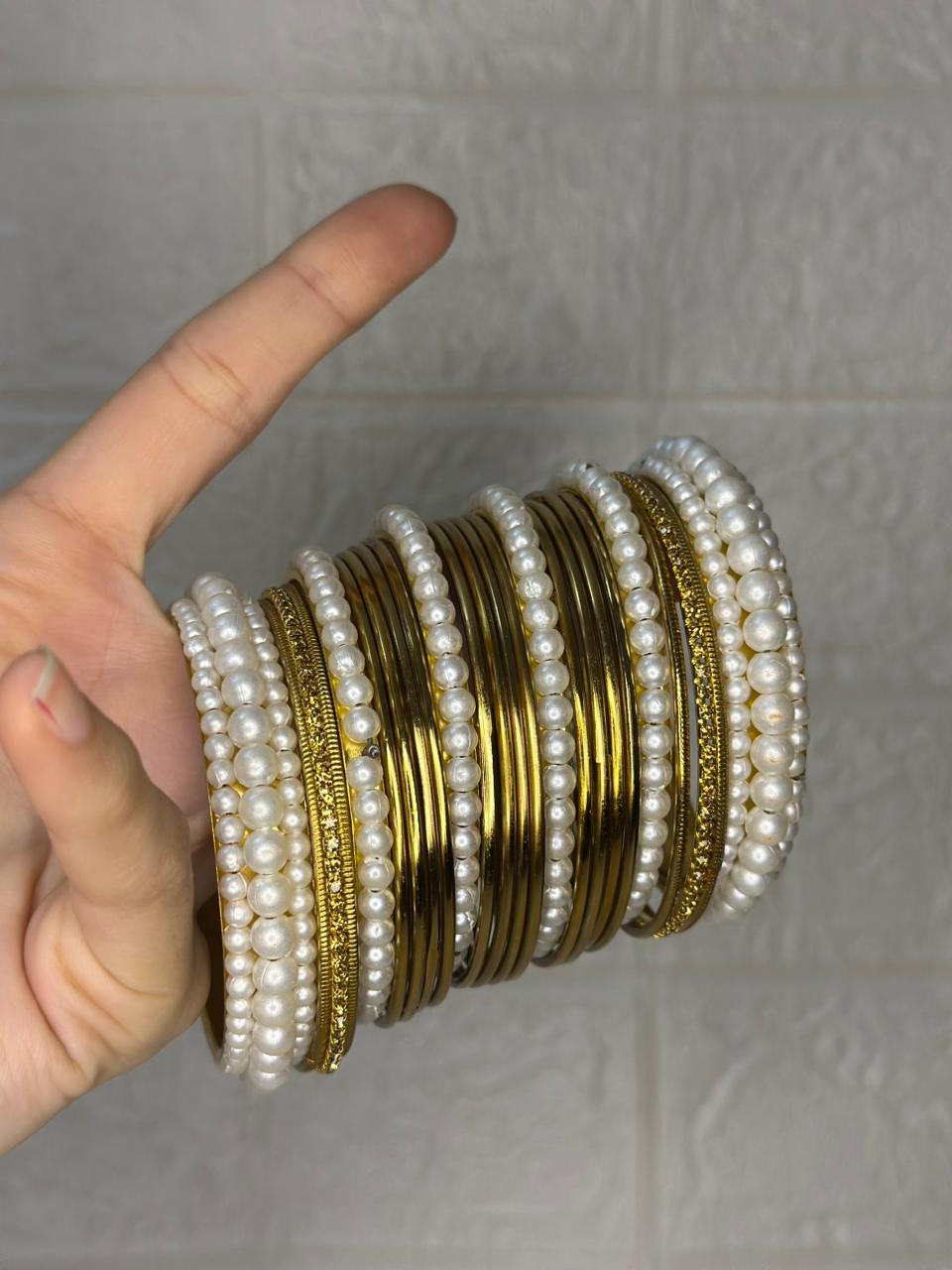 Moti bangle gold bundle