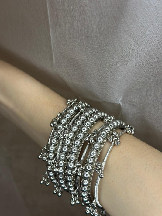 Ghungroo chand raat collection silver with silver balls karray