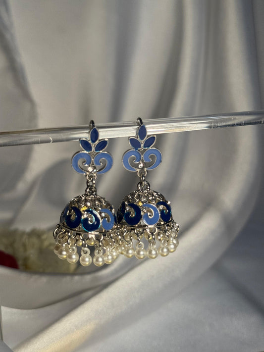 Teen Booti silver Rang-e-desi blue