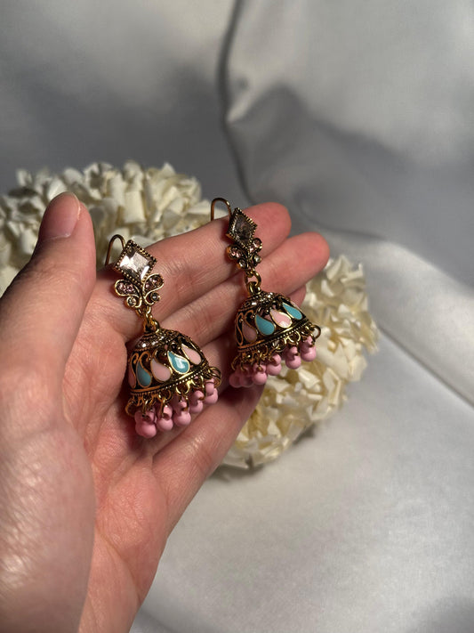 Chakoor booti gold-Rang-e-desi pink n blue