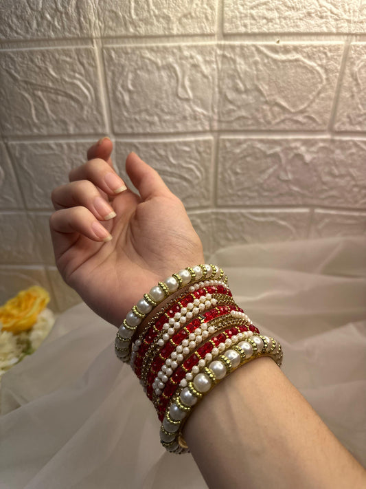 Moti Bangles (Red)