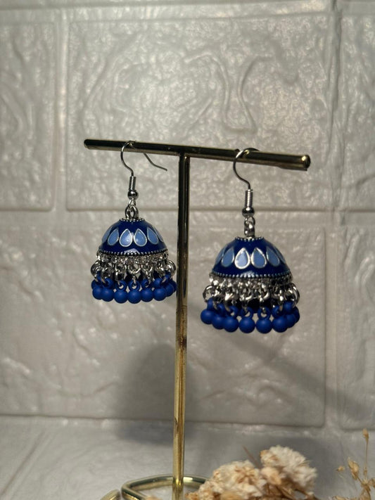 Maya Ali Silver Jhumki (Blue)