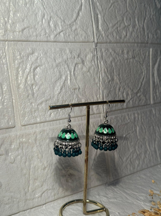 Maya Ali Silver Jhumki (Green)