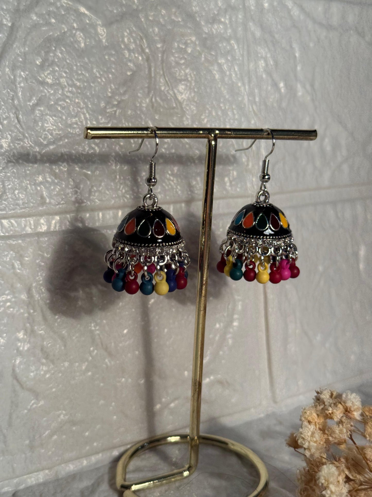 Maya Ali Silver Jhumki (Multicolor)