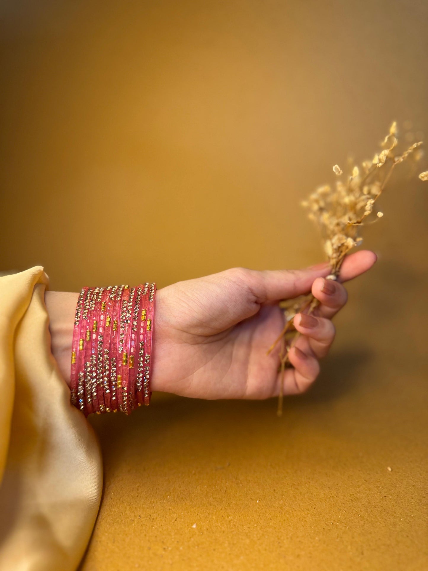 Raindrop bangles (nageena)-light pink